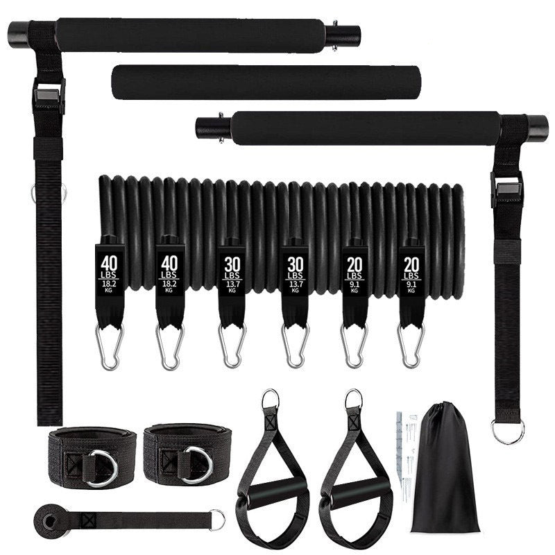 Yoga Resistance Band Set – Multi-Level Workout Bands with Handles | Up to 180 lbs
