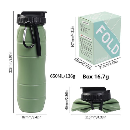 Foldable Silicone Water Bottle with Straw for Outdoor Sports