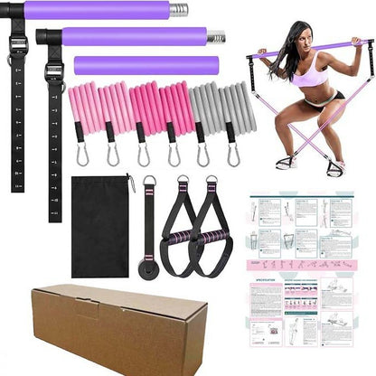 Pilates Bar Three-Section Resistance Band Fitness Bar Resistance Rope Fitness Equipment Bar Set