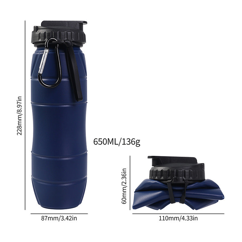 Foldable Silicone Water Bottle with Straw for Outdoor Sports