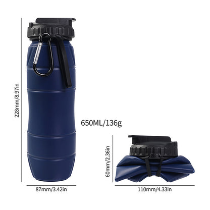 Foldable Silicone Water Bottle with Straw for Outdoor Sports