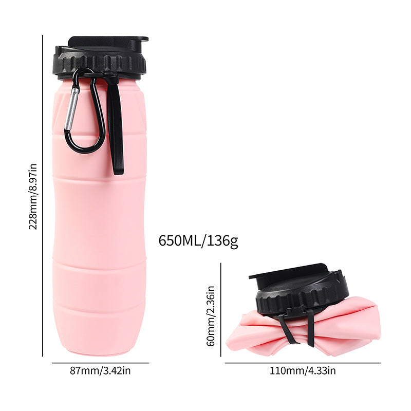 Foldable Silicone Water Bottle with Straw for Outdoor Sports
