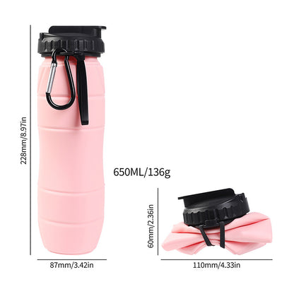 Foldable Silicone Water Bottle with Straw for Outdoor Sports