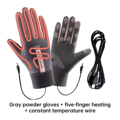 USB Rechargeable Heated Gloves with Adjustable Temperature, Anti-Slip & Touchscreen for Winter Sports