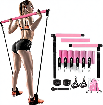 Yoga Resistance Band Set – Multi-Level Workout Bands with Handles | Up to 180 lbs