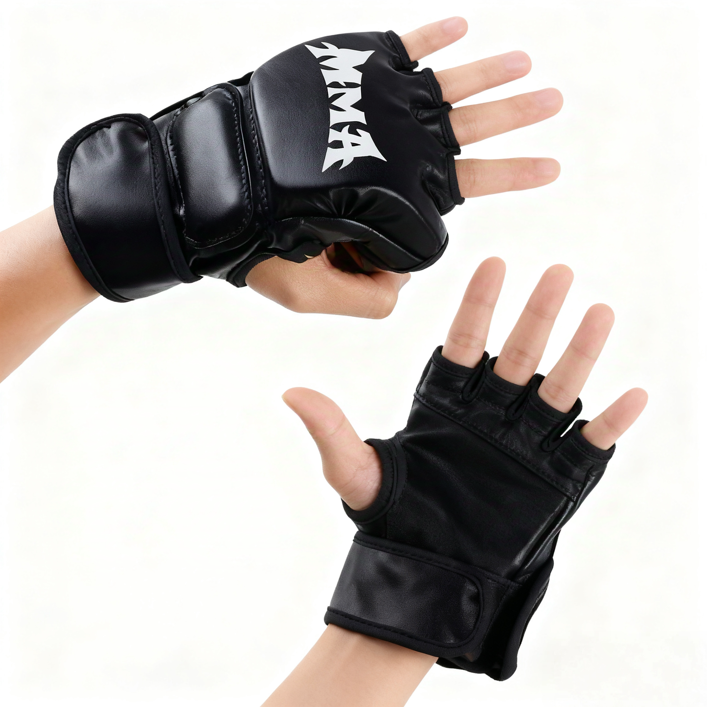 Half-Finger MMA Boxing Gloves – PU Leather Grappling Gloves for Training & Sparring
