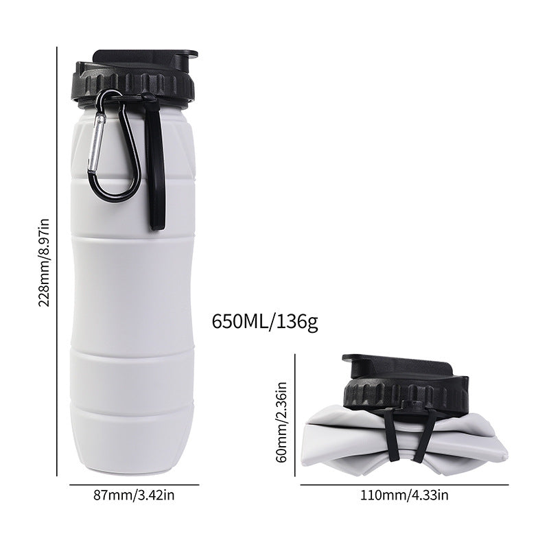 Foldable Silicone Water Bottle with Straw for Outdoor Sports