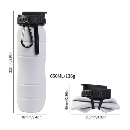 Foldable Silicone Water Bottle with Straw for Outdoor Sports