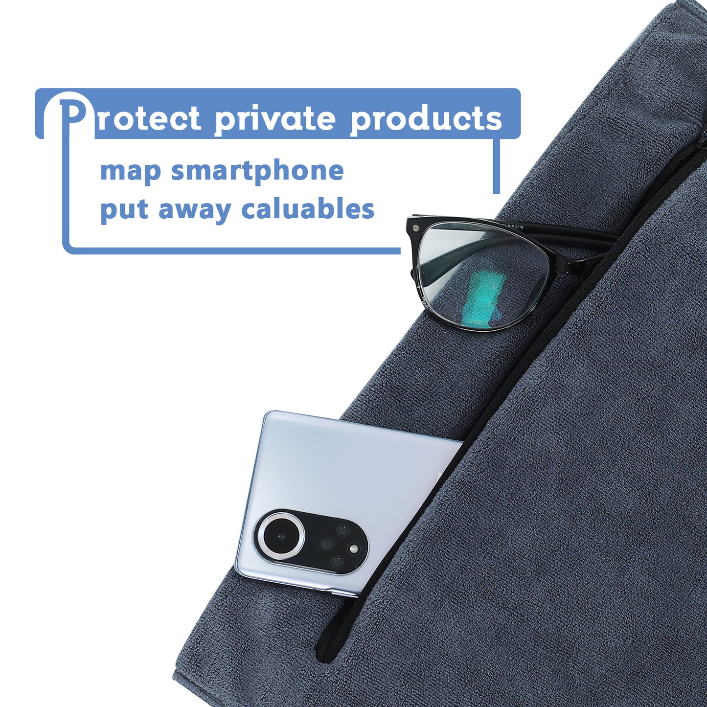 Microfiber Gym Towel with Zipper Pocket