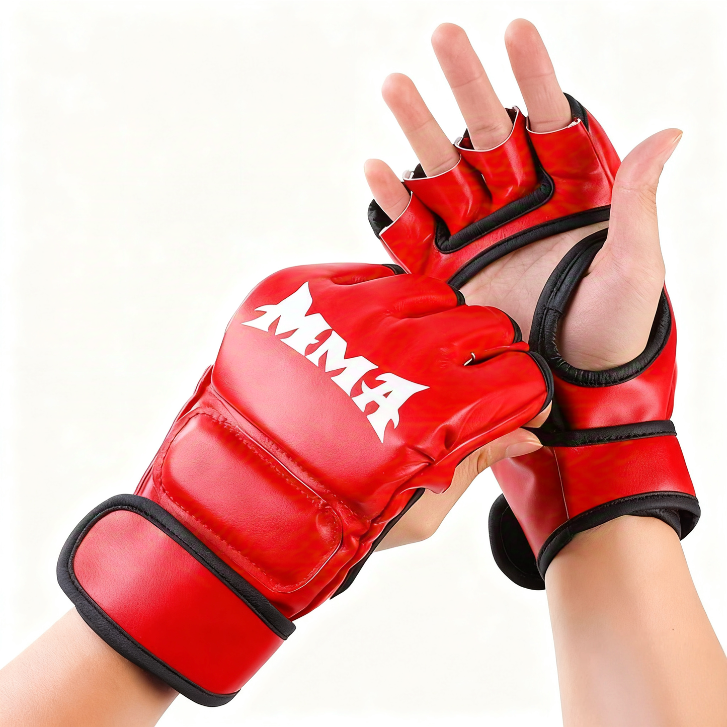 Half-Finger MMA Boxing Gloves – PU Leather Grappling Gloves for Training & Sparring