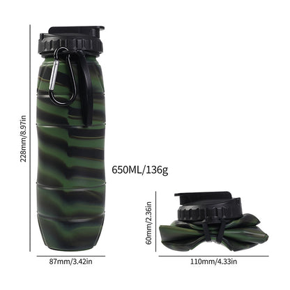 Foldable Silicone Water Bottle with Straw for Outdoor Sports