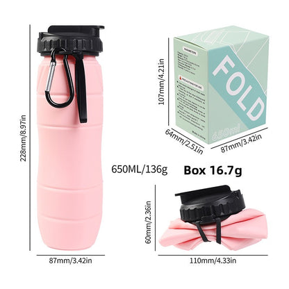 Foldable Silicone Water Bottle with Straw for Outdoor Sports