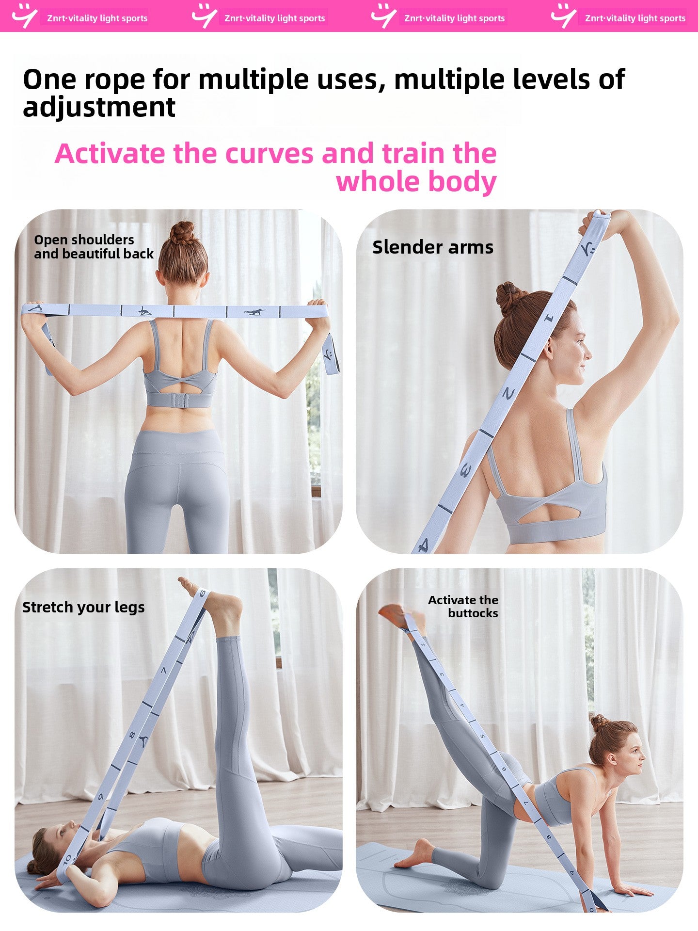 Adjustable Yoga Resistance Band – Strength Training & Stretching Tool | 10-12 Resistance Levels