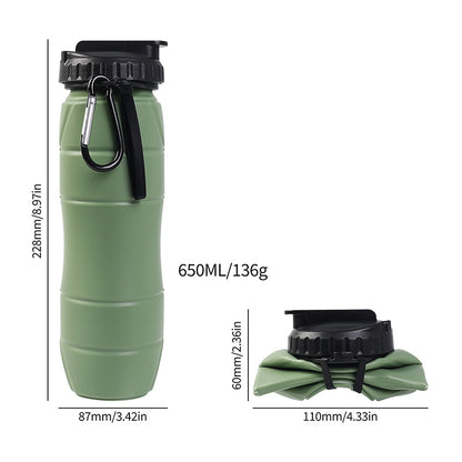 Foldable Silicone Water Bottle with Straw for Outdoor Sports